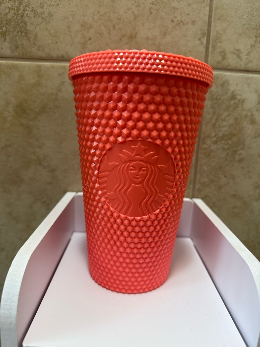 Starbucks Coral Textured Studded Tumbler no Straw Never Used